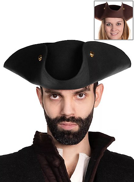 Chapeau de pirate Tricorne en feutre de laine - Henry