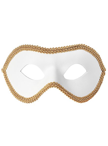 Colombina con Passamaneria bianco-oro Venezianische Ledermaske