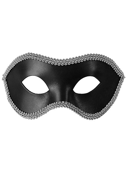 Colombina con Passamaneria nero-argento Venezianische Ledermaske