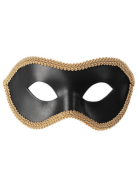 Colombina con Passamaneria nero-oro Venezianische Ledermaske