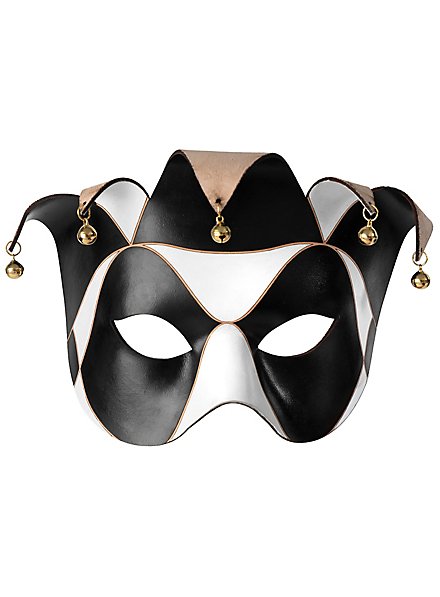 Colombina Joker nero-bianco Venezianische Ledermaske