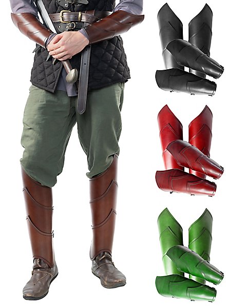 Ensemble de brassards et grèves en cuir – Guerrier Elfe