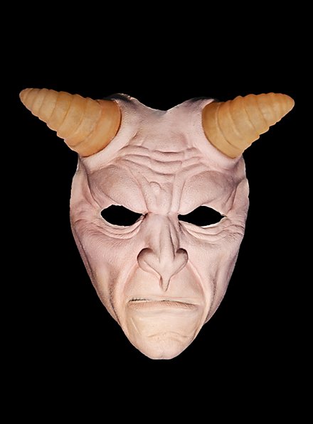White Eyed Smiling Demon Latex Mask on Elastic main image 1