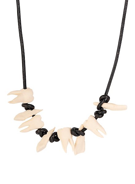 Impression 3D - 8 dents humaines en pendentifs avec cordon en cuir