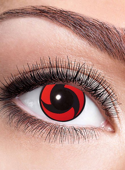 Itachis Mangekyou Sharingan contact lens with diopters