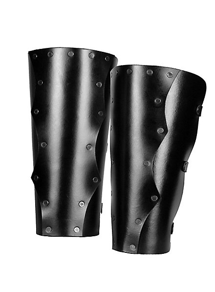 Leather Leg Guards Assassin black 