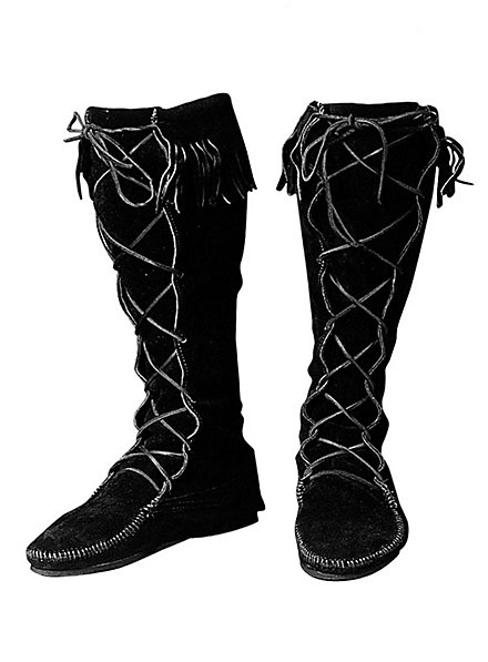 Medieval Boots black with Fringe 