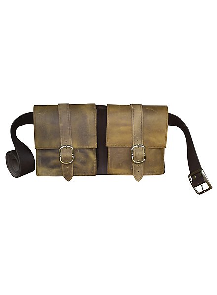 Aged Leather Hip Bag Belt Bag for Larp Medieval Purse 