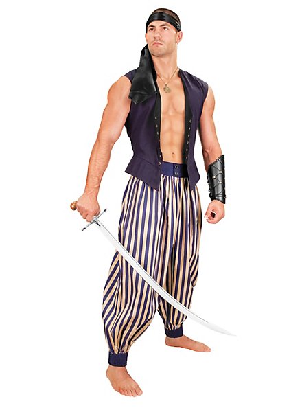 Pantaloni con balza a righe
