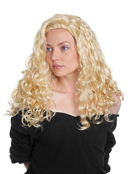 Parrucca capelli lunghi ricci biondi