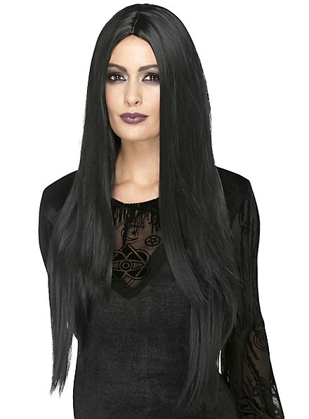 Parrucca extra lunga di capelli sintetici nera