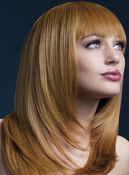 Peluca Corte Desfilado Con Flequillo Cobrizo