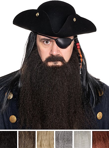 Piratenbart Blackbeard mit Vollbart und Schnurrbart