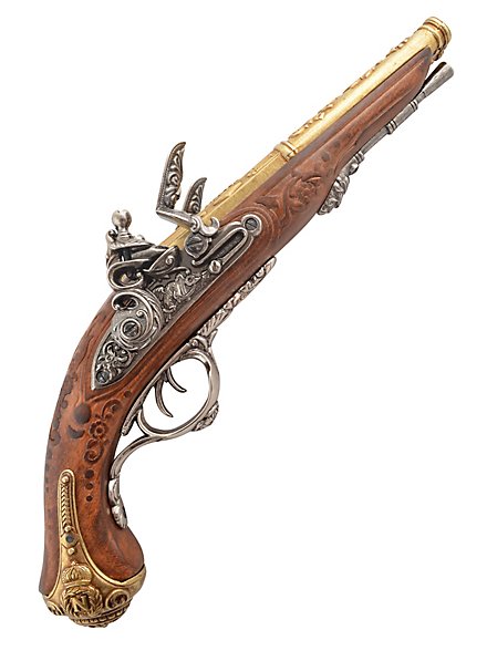 Pistola a pietra focaia con doppia canna