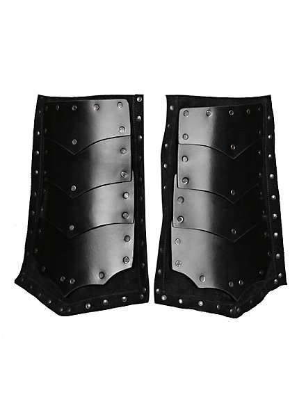 Protège-jambes en cuir noir d'assassin