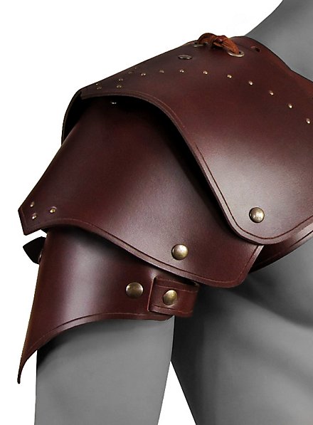 Leather Shoulder Guards - Rogue Brown - Andracor.com