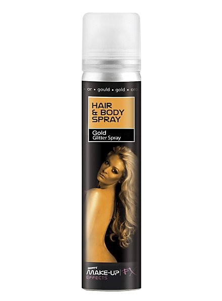 Spray per capelli e corpo glitterato oro