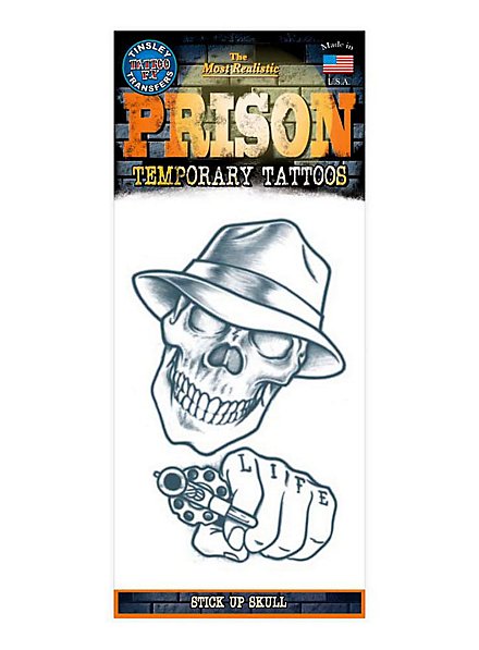 Tatouage adhésif crâne de gangster
