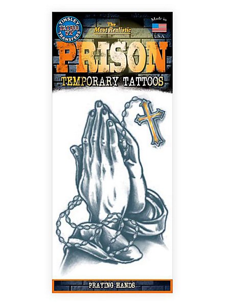 Tatuaggio adesivo prigione mani in preghiera