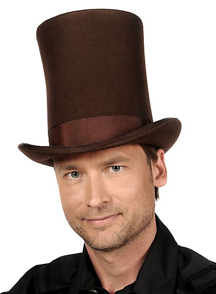Très grand chapeau haut-de-forme marron