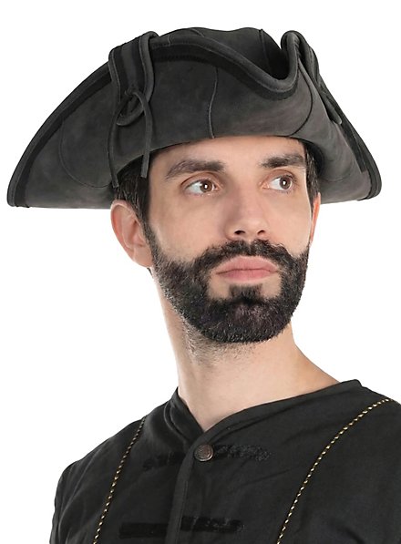 Tricorne en cuir noir
