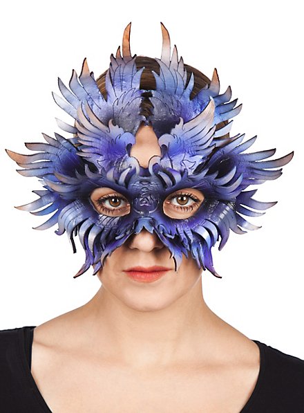 Vogel Ledermaske blau