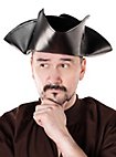 Black tricorn hat made of leather