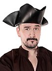 Black tricorn hat made of leather
