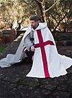 Cape médiévale avec capuche et croix - Templier
