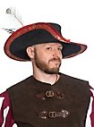 Cappello in pelle - Moschettiere con finiture rosse