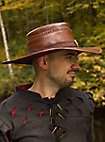 Cappello rotondo in pelle marrone