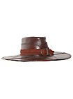 Cappello rotondo in pelle marrone