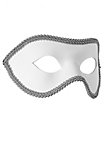 Colombina con Passamaneria bianco-argento Venezianische Ledermaske