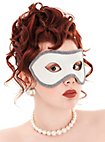 Colombina con Passamaneria bianco-argento Venezianische Ledermaske