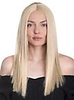 Lange Pruik Lichtblond Met Middenscheiding