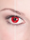 Lente a contatto rossa con diottrie