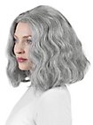 Parrucca grigia ondulata lunga fino alle spalle