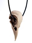 Pendentif crâne de corbeau avec bracelet en cuir