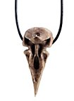 Pendentif crâne de corbeau avec bracelet en cuir