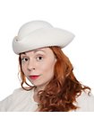 Tricorne hat blank in wool – cream-white with binding, untrimmed