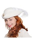 Tricorne hat blank in wool – cream-white with binding, untrimmed
