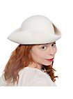Tricorne hat blank in wool – cream-white with binding, untrimmed