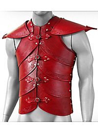 Armatura in pelle con spalle - Armatura elfica, rossa