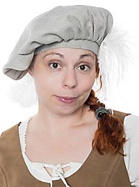 Barett aus Leinen mit Straußenfeder - Bourgeois
