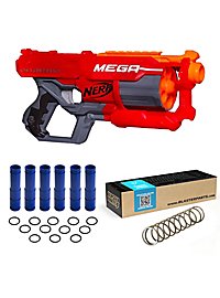 NERF MEGA CycloneShock, including Blasterparts Tuning Pack with Tuning Spring, Caliber Converter, and Darts