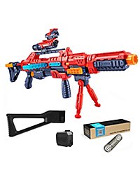 Blasterparts Tuning-Pack compatible with X-Shot Regenerator, including blaster, shoulder stock, and 3D-printed upgrades.