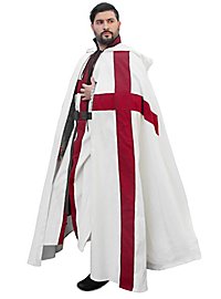 Capa medieval con capucha y cruz - Caballero templario