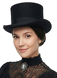 Cappello a cilindro piatto da donna nero