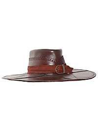 Cappello rotondo in pelle marrone