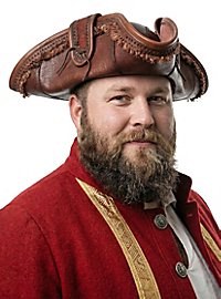 Cappello tricorno in pelle marrone